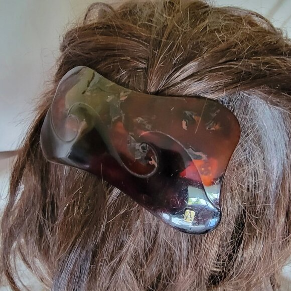 Vintage Alexandre de Paris Hand Made in France Faux Tortoise Shell Hair Clip - Picture 5 of 11